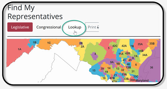 Maryland Representatives lookup tool